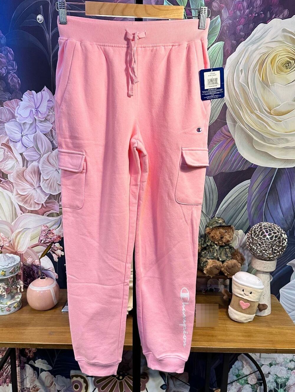 Champion Large Cargo NWT Sweatpants Pink Cotton Blend Utility Streetwear